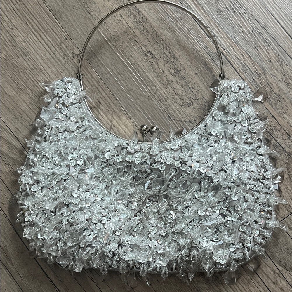 Harve Benard Silver Textured Clutch
